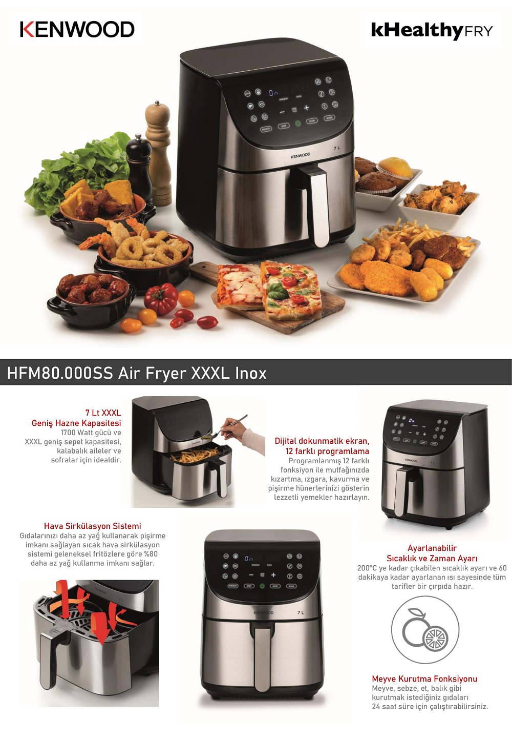 Kenwood Airfryer Xxxl Lt Inox Hfm Ss Kenwood T Rkiye